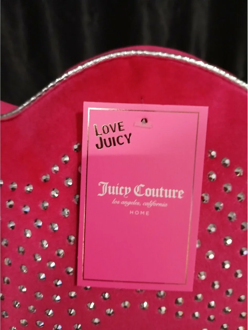 Juicy Couture Rhinestone Lips Throw Pillow Pink Velvet Plush 18x12 NWT
